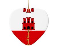 WZYCWB This Heart Shape ceramic Christmas tree Flag of Gibraltar printed with a pattern is perfect for winter Christmas party and home decor.
