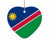 WZYCWB This Heart Shape ceramic Christmas tree Flag of Namibia printed with a pattern is perfect for winter Christmas party and home decor.