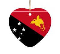 WZYCWB This Heart Shape ceramic Christmas tree Flag of Papua New Guinea printed with a pattern is perfect for winter Christmas party and home decor.