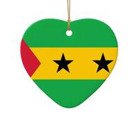 WZYCWB This Heart Shape ceramic Christmas tree Flag of Sao Tome and Principe printed with a pattern is perfect for winter Christmas party and home decor.