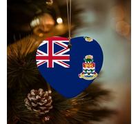 WZYCWB This Heart Shape ceramic Christmas tree Flag of the Cayman Islands printed with a pattern is perfect for winter Christmas party and home decor.