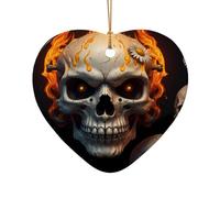 WZYCWB This Heart Shape ceramic Christmas tree Flame Spider Skull Head printed with a pattern is perfect for winter Christmas party and home decor.