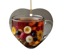 WZYCWB This Heart Shape ceramic Christmas tree Flower and fruit tea printed with a pattern is perfect for winter Christmas party and home decor.