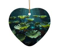 WZYCWB This Heart Shape ceramic Christmas tree forest lotus leaf dream core printed with a pattern is perfect for winter Christmas party and home decor.