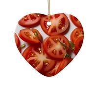 WZYCWB This Heart Shape ceramic Christmas tree Fresh tomato slices printed with a pattern is perfect for winter Christmas party and home decor.