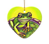 WZYCWB This Heart Shape ceramic Christmas tree Frog in a pond printed with a pattern is perfect for winter Christmas party and home decor.