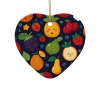 WZYCWB This Heart Shape ceramic Christmas tree Fruit cute cartoon background picture printed with a pattern is perfect for winter Christmas party and home decor.