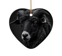WZYCWB This Heart Shape ceramic Christmas tree Gothic dark sheep head printed with a pattern is perfect for winter Christmas party and home decor.