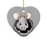 WZYCWB This Heart Shape ceramic Christmas tree Grey rat printed with a pattern is perfect for winter Christmas party and home decor.