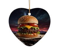 WZYCWB This Heart Shape ceramic Christmas tree Hamburger Dream Core printed with a pattern is perfect for winter Christmas party and home decor.