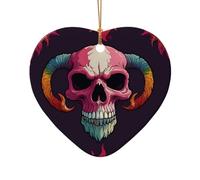 WZYCWB This Heart Shape ceramic Christmas tree head cartoon daisy printed with a pattern is perfect for winter Christmas party and home decor.