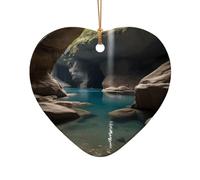 WZYCWB This Heart Shape ceramic Christmas tree Hidden underground river printed with a pattern is perfect for winter Christmas party and home decor.