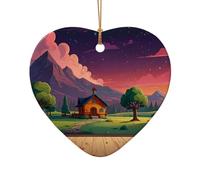 WZYCWB This Heart Shape ceramic Christmas tree House Night printed with a pattern is perfect for winter Christmas party and home decor.