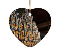 WZYCWB This Heart Shape ceramic Christmas tree Human bone chandelier printed with a pattern is perfect for winter Christmas party and home decor.