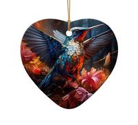WZYCWB This Heart Shape ceramic Christmas tree Hummingbird printed with a pattern is perfect for winter Christmas party and home decor.