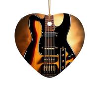 WZYCWB This Heart Shape ceramic Christmas tree Instrumental Guitar printed with a pattern is perfect for winter Christmas party and home decor.