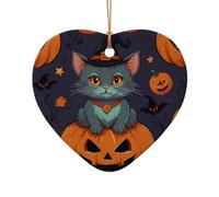 WZYCWB This Heart Shape ceramic Christmas tree kitten devil pumpkin printed with a pattern is perfect for winter Christmas party and home decor.