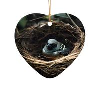WZYCWB This Heart Shape ceramic Christmas tree Little bird nest printed with a pattern is perfect for winter Christmas party and home decor.