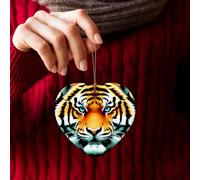 WZYCWB This Heart Shape ceramic Christmas tree Little fat tiger head printed with a pattern is perfect for winter Christmas party and home decor.