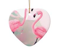 WZYCWB This Heart Shape ceramic Christmas tree Love Flamingo printed with a pattern is perfect for winter Christmas party and home decor.