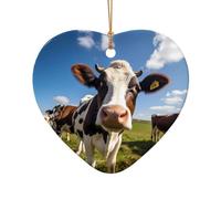WZYCWB This Heart Shape ceramic Christmas tree milk cow printed with a pattern is perfect for winter Christmas party and home decor.
