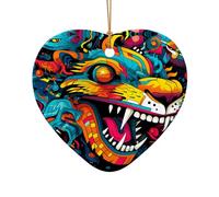 WZYCWB This Heart Shape ceramic Christmas tree Monsters printed with a pattern is perfect for winter Christmas party and home decor.
