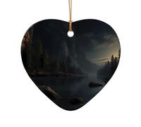 WZYCWB This Heart Shape ceramic Christmas tree Morning printed with a pattern is perfect for winter Christmas party and home decor.