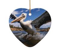 WZYCWB This Heart Shape ceramic Christmas tree Naughty Pelican printed with a pattern is perfect for winter Christmas party and home decor.