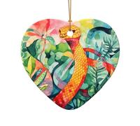 WZYCWB This Heart Shape ceramic Christmas tree oil painting of a snake printed with a pattern is perfect for winter Christmas party and home decor.