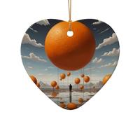 WZYCWB This Heart Shape ceramic Christmas tree Orange Earth printed with a pattern is perfect for winter Christmas party and home decor.