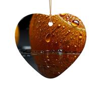 WZYCWB This Heart Shape ceramic Christmas tree Orange printed with a pattern is perfect for winter Christmas party and home decor.