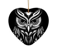 WZYCWB This Heart Shape ceramic Christmas tree Owl Line Drawing printed with a pattern is perfect for winter Christmas party and home decor.