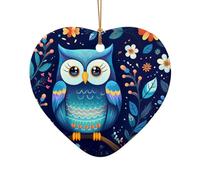 WZYCWB This Heart Shape ceramic Christmas tree Owl Print printed with a pattern is perfect for winter Christmas party and home decor.