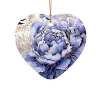 WZYCWB This Heart Shape ceramic Christmas tree Painted Peonies printed with a pattern is perfect for winter Christmas party and home decor.