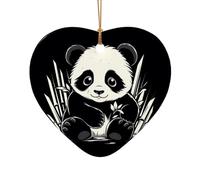 WZYCWB This Heart Shape ceramic Christmas tree Panda with flower printed with a pattern is perfect for winter Christmas party and home decor.