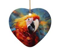 WZYCWB This Heart Shape ceramic Christmas tree Parrot with colorful feathers printed with a pattern is perfect for winter Christmas party and home decor.