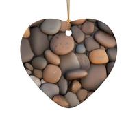 WZYCWB This Heart Shape ceramic Christmas tree Pebbles in the beach printed with a pattern is perfect for winter Christmas party and home decor.