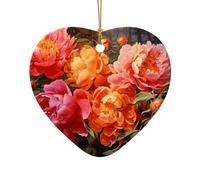 WZYCWB This Heart Shape ceramic Christmas tree Peonies in full bloom printed with a pattern is perfect for winter Christmas party and home decor.