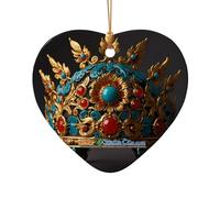 WZYCWB This Heart Shape ceramic Christmas tree Phoenix Crown printed with a pattern is perfect for winter Christmas party and home decor.
