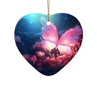 WZYCWB This Heart Shape ceramic Christmas tree pink butterfly printed with a pattern is perfect for winter Christmas party and home decor.