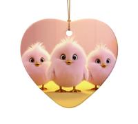 WZYCWB This Heart Shape ceramic Christmas tree Pink Chick printed with a pattern is perfect for winter Christmas party and home decor.