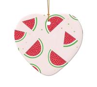 WZYCWB This Heart Shape ceramic Christmas tree Pink watermelon printed with a pattern is perfect for winter Christmas party and home decor.