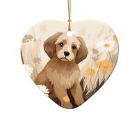 WZYCWB This Heart Shape ceramic Christmas tree Puppy in the flowers printed with a pattern is perfect for winter Christmas party and home decor.