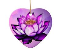 WZYCWB This Heart Shape ceramic Christmas tree Purple Lotus printed with a pattern is perfect for winter Christmas party and home decor.