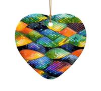 WZYCWB This Heart Shape ceramic Christmas tree Rainbow Fish Scale printed with a pattern is perfect for winter Christmas party and home decor.