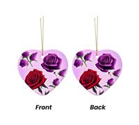 WZYCWB This Heart Shape ceramic Christmas tree Red and purple roses printed with a pattern is perfect for winter Christmas party and home decor.