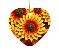 WZYCWB This Heart Shape ceramic Christmas tree red and yellow sunflower printed with a pattern is perfect for winter Christmas party and home decor.