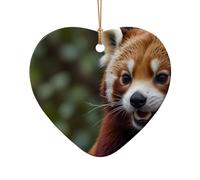 WZYCWB This Heart Shape ceramic Christmas tree Red panda printed with a pattern is perfect for winter Christmas party and home decor.