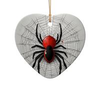 WZYCWB This Heart Shape ceramic Christmas tree red spider printed with a pattern is perfect for winter Christmas party and home decor.