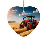 WZYCWB This Heart Shape ceramic Christmas tree Red Tractor printed with a pattern is perfect for winter Christmas party and home decor.